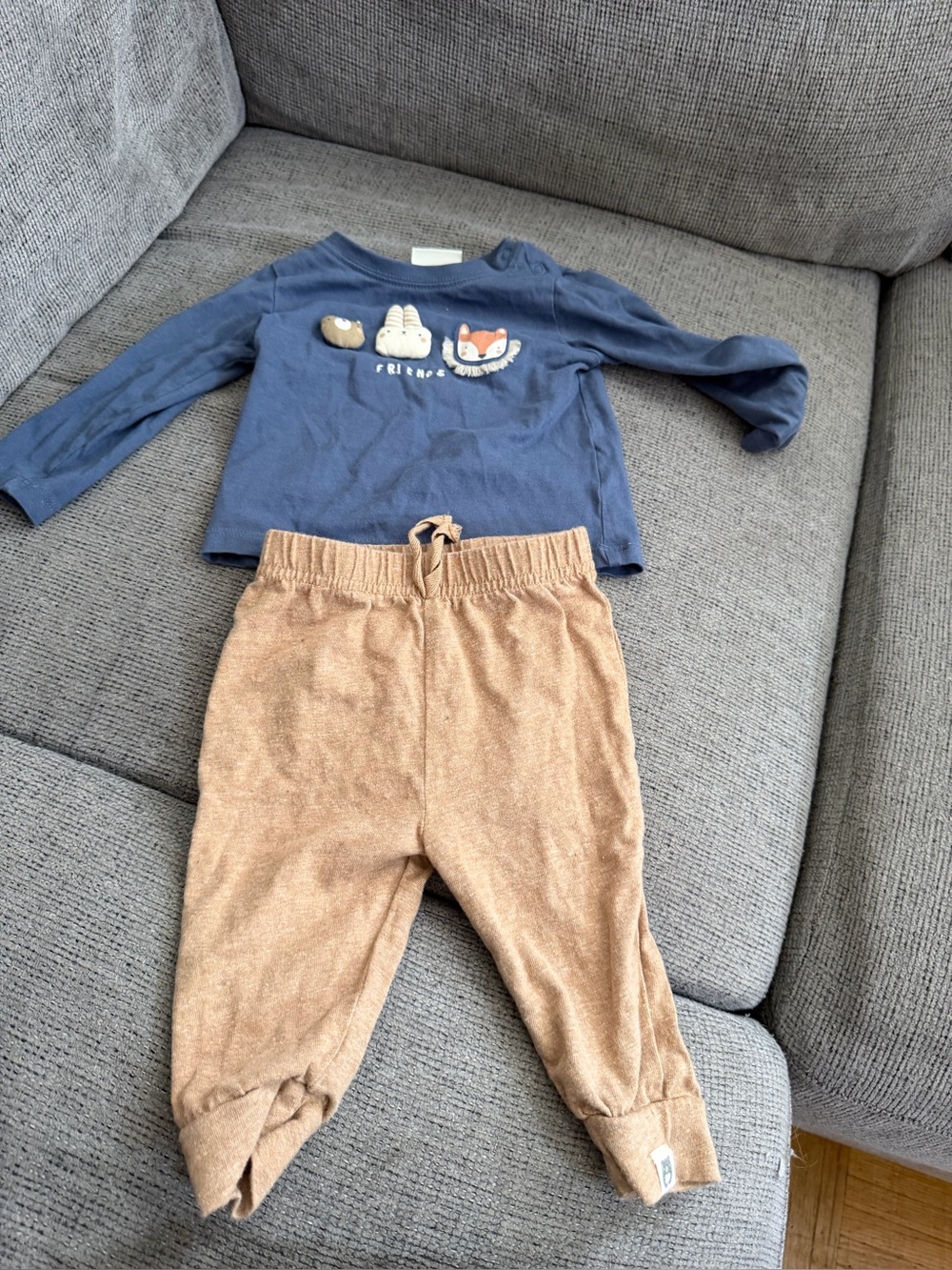 FRIENDS Tan Brown Elastic Waist Joggers for Kids
